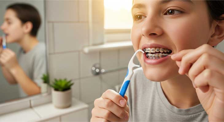 کشیدن نخ دندان در ارتودنسی